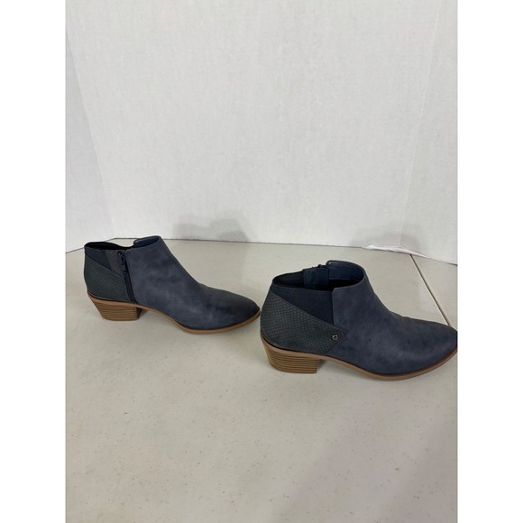 Womens Blue Faux Leather Ankle Boots Side Zip Simpl Vera 10M - Picture 3 of 6